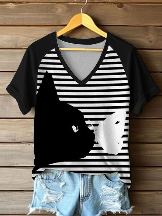Women's Cat Art Print T-Shirt