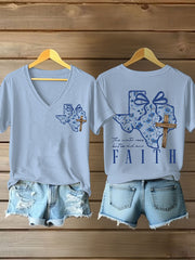 Women's Texas The Water Rose But So Did Our Faith V-neck T-shirts