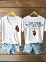 Women's When You Go Through Deep Waters I Will Be With You Isaiah 43: 2 V-neck T-shirts