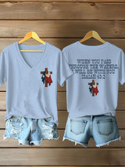 Women's When You Go Through Deep Waters I Will Be With You Isaiah 43: 2 V-neck T-shirts
