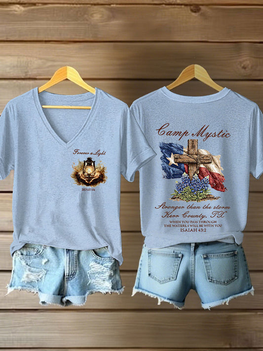 Women's Pray for Kill County-Texas Strong Printed Short Sleeve T-shirt