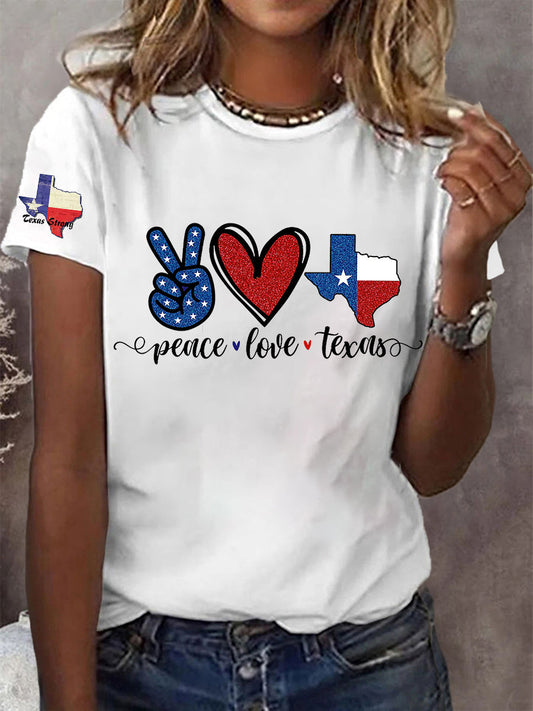 Women's Pray for Kill County-Texas Strong Printed Short Sleeve T-shirt