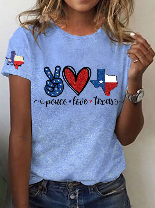 Women's Pray for Kill County-Texas Strong Printed Short Sleeve T-shirt