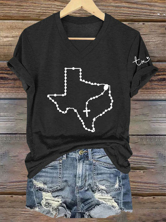 Women's Texas Print Casual T-Shirt