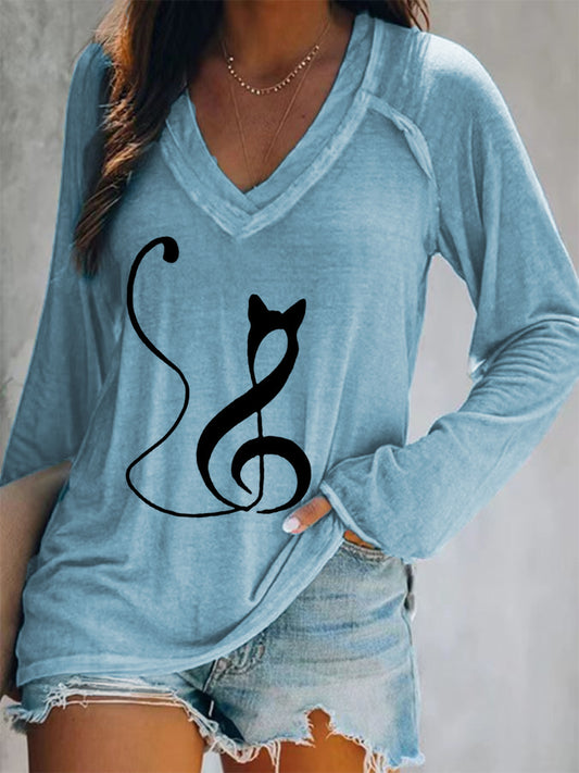 Women's Double Layer Neck Long Sleeve T-Shirt
