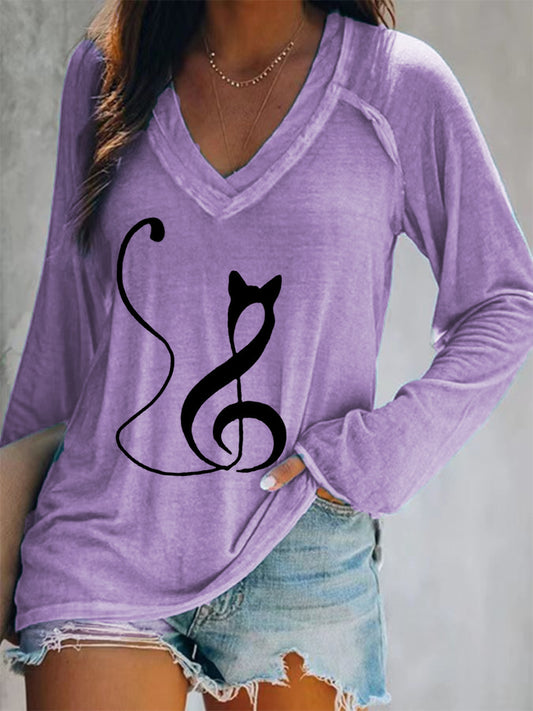 Women's Double Layer Neck Long Sleeve T-Shirt