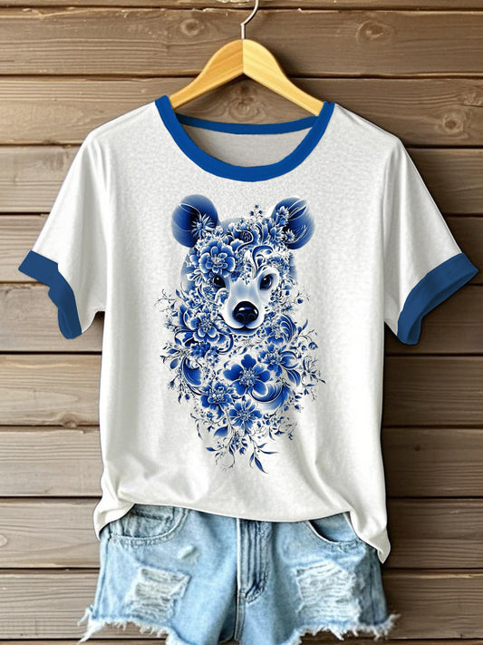 Women's Flowers Animal Printed T-shirt