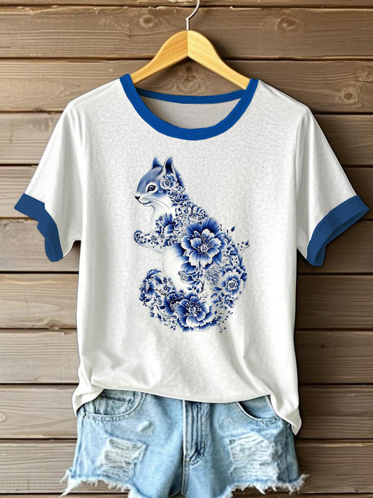 Women's Flowers Animal Printed T-shirt