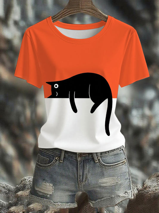 Women's Animal Cat Printed T-shirt