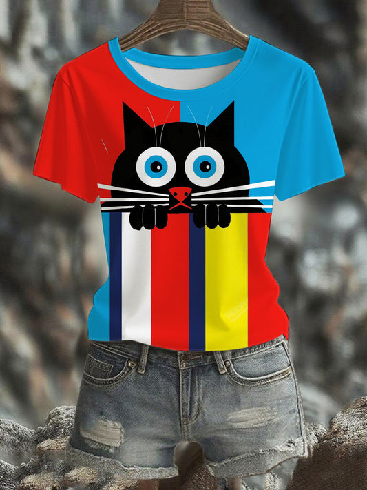 Women's Animal Cat Printed T-shirt