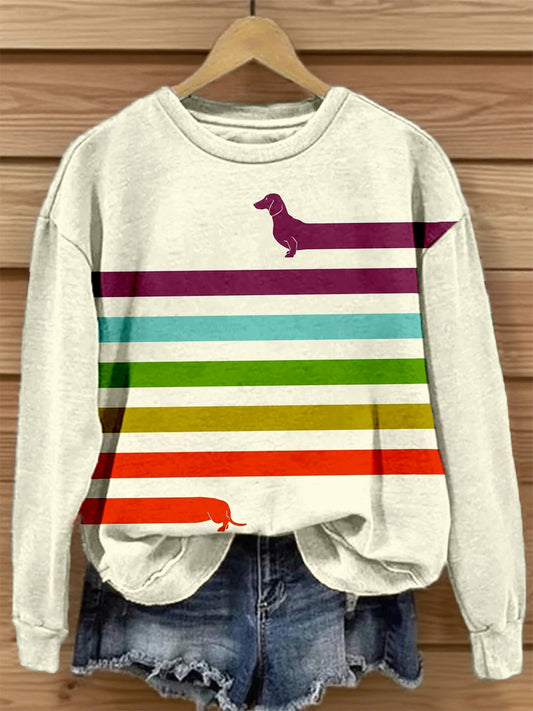 Women's Colorful Dachshund Print Sweatshirt