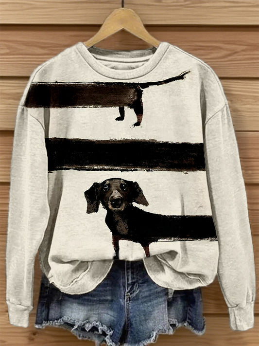 Women's Dachshund Art Print Vintage Sweatshirt