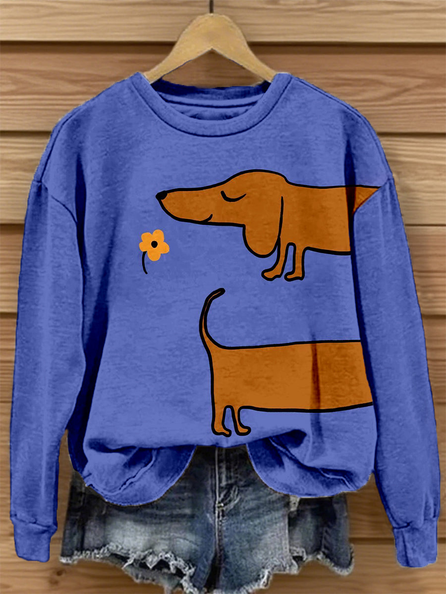 Women's Dachshund Art Print Vintage Sweatshirt