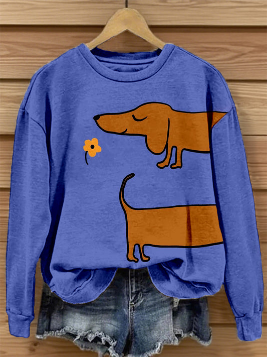 Women's Dachshund Art Print Vintage Sweatshirt