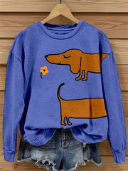 Women's Dachshund Art Print Vintage Sweatshirt
