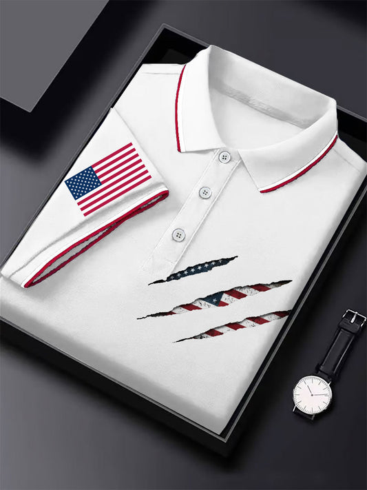 Men's American Flag Printed Casual Tops