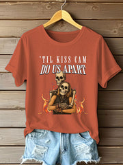 Women's Funny Halloween Kiss Cam Printed T-Shirt