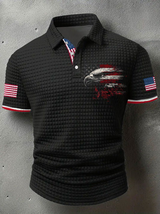 Men's American Flag Eagle Printed Casual Tops