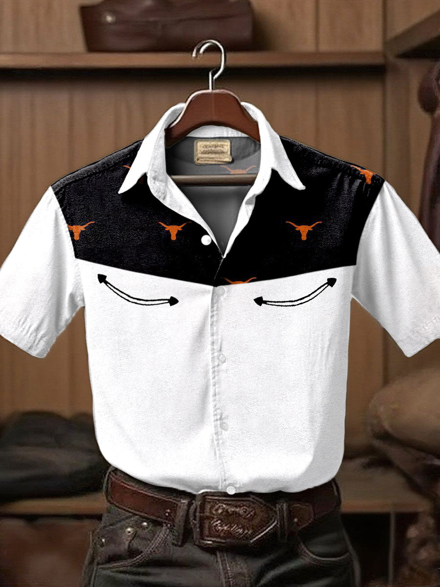 Men's Western Style Printed Short Sleeve Shirt