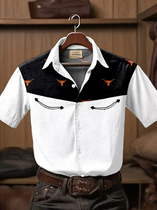 Men's Western Style Printed Short Sleeve Shirt