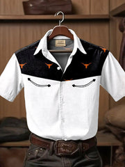Men's Western Style Printed Short Sleeve Shirt