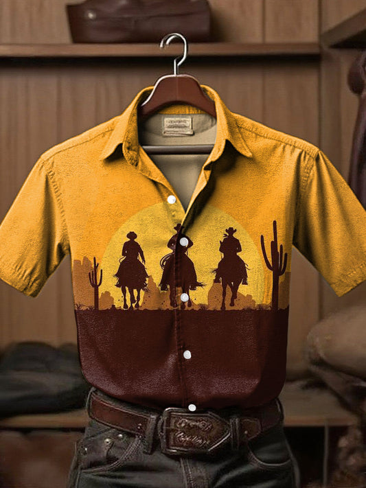 Men's Western Style Art Printed Shirt