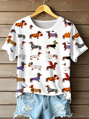 Women's Halloween Dachshund Print T-Shirt
