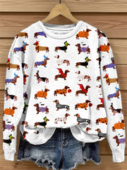 Women's Halloween Dachshund Print Sweatshirt