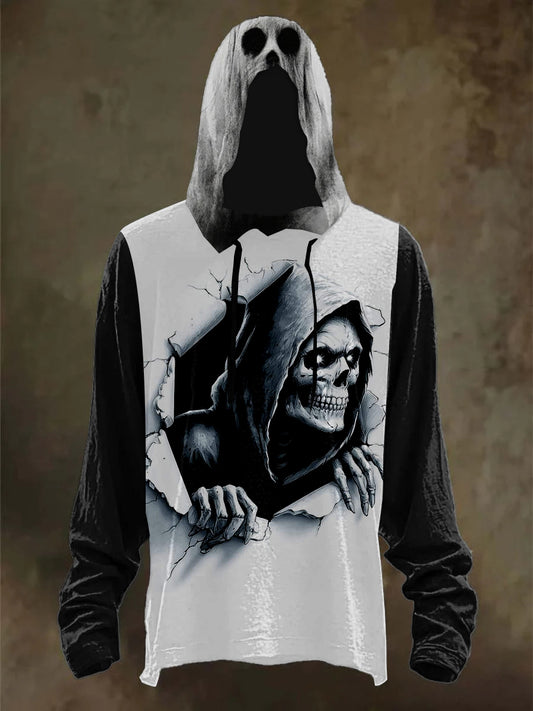 Men's Halloween Skull Print Hooded Sweatshirt