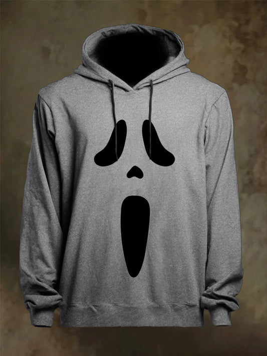 Men's Halloween Scream Face Print Casual Hoodie