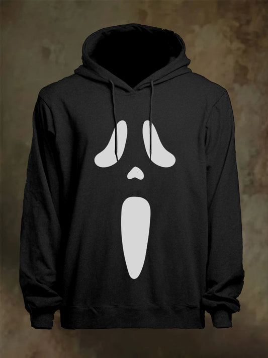 Men's Halloween Scream Face Print Casual Hoodie