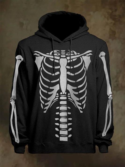 Men's Halloween Skeleton Print Casual Hoodie