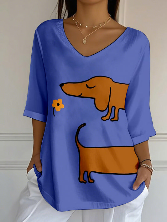 Women's Dachshund Art Print Top