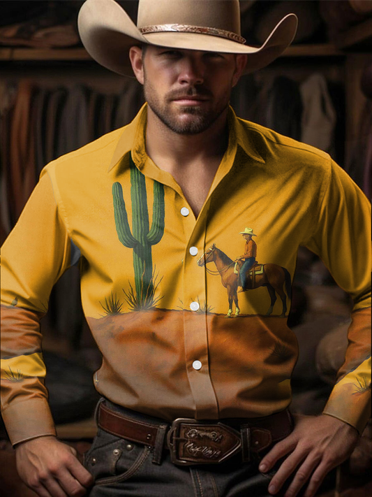 Men's Western Style Printed Shirt