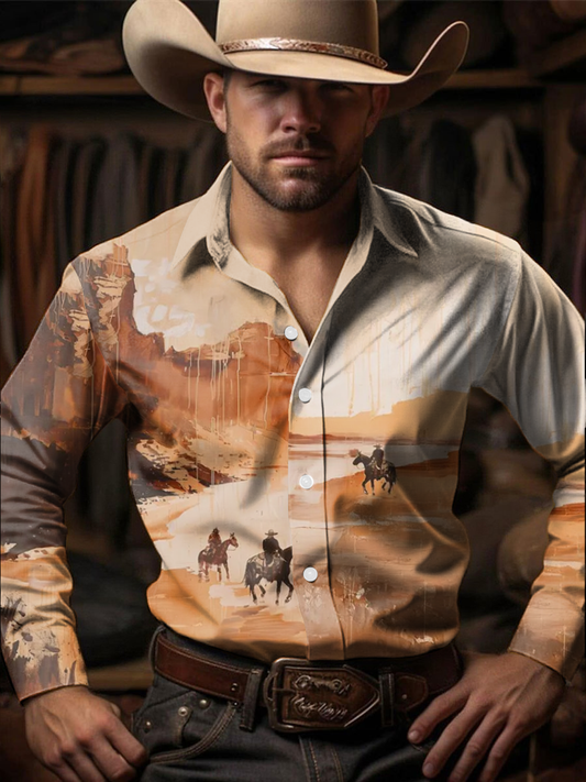 Men's Western Style Printed Shirt