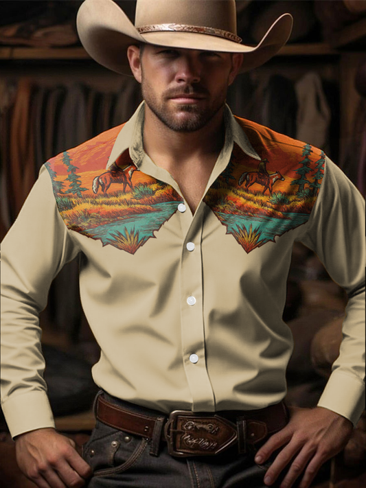 Men's Western Style Printed Shirt