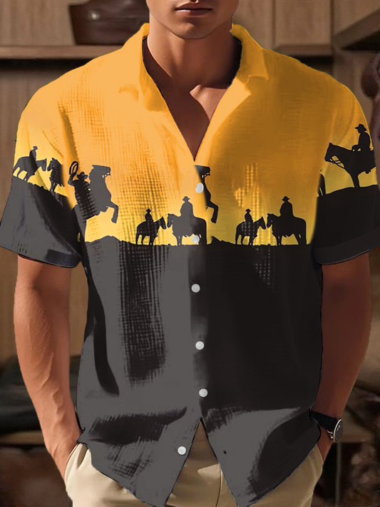 Men's Western Style Printed Shirt
