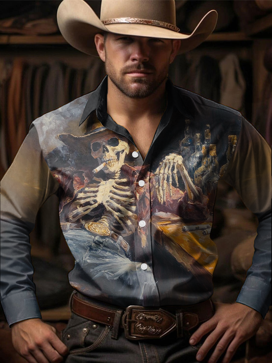 Men's Western Style Printed Shirt