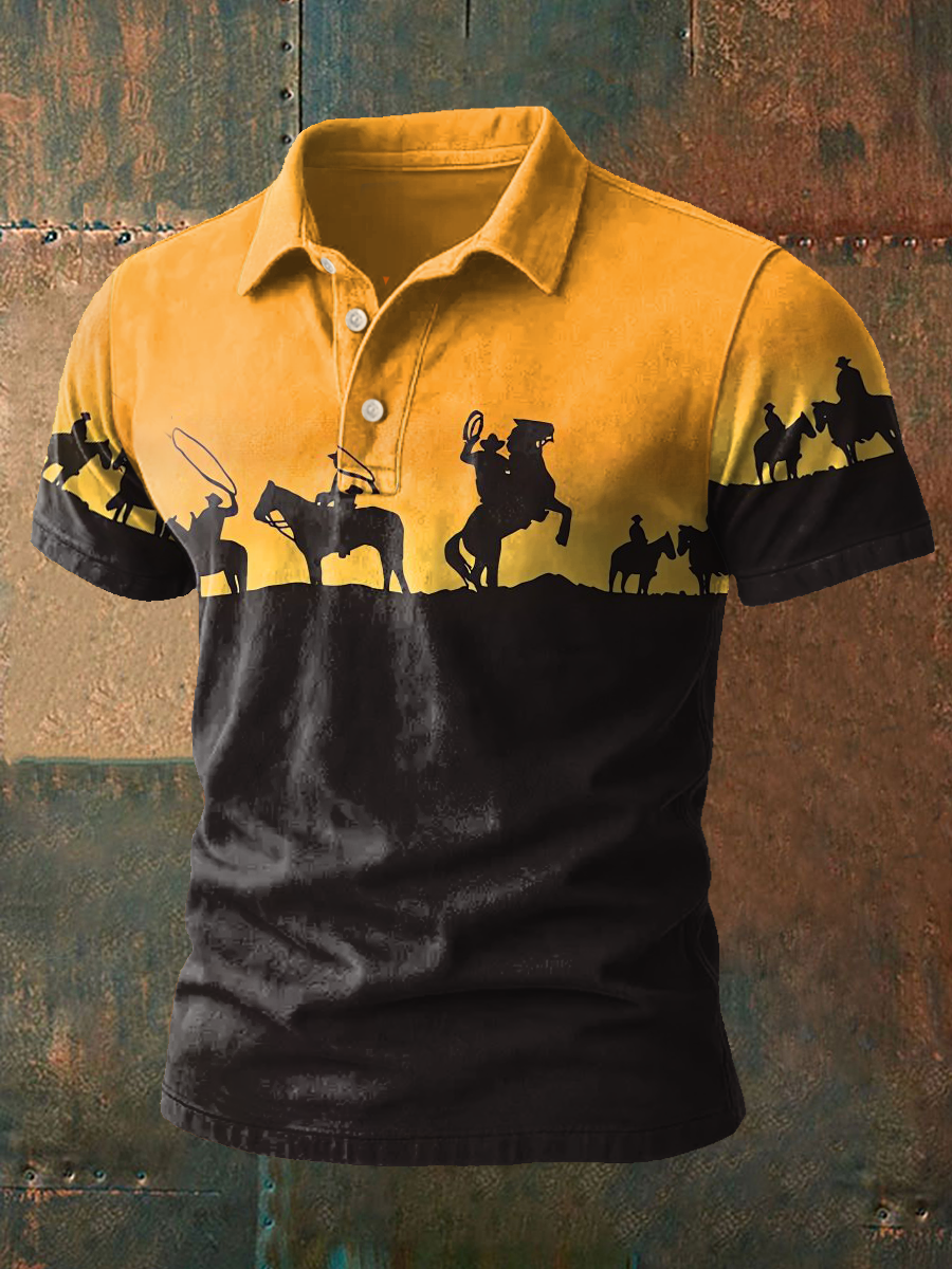Men's Western Style Printed Casual Tops