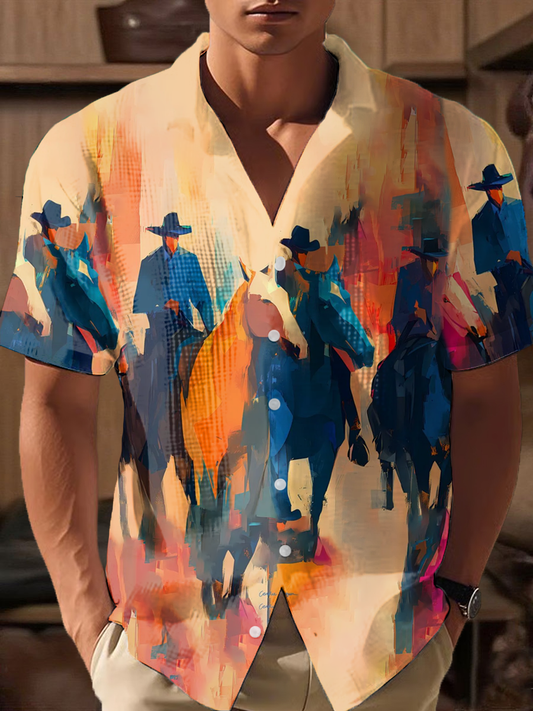 Men's Western Style Printed Shirt
