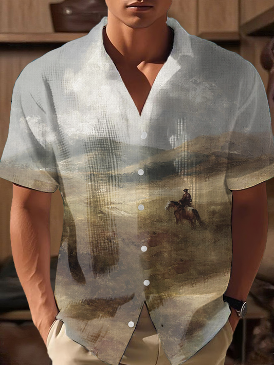 Men's Western Style Printed Shirt