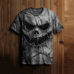 Men's Halloween Horror Scary Face Stitch Print Tee