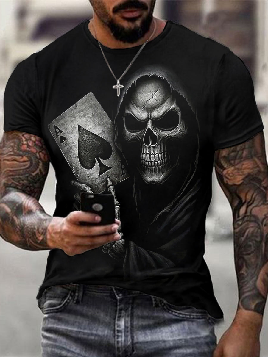 Men's Halloween Skull Print Casual Tee