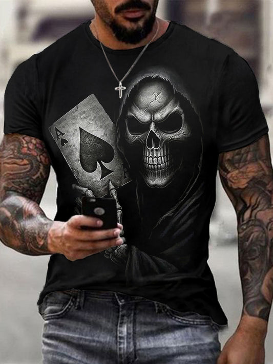 Men's Halloween Skull Print Casual Tee