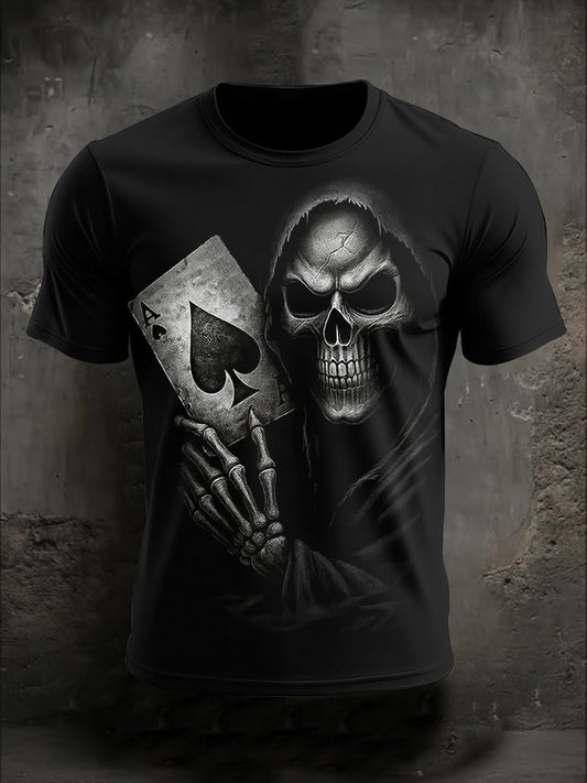 Men's Halloween Skull Print Casual Tee