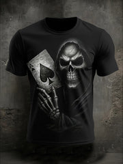 Men's Halloween Skull Print Casual Tee
