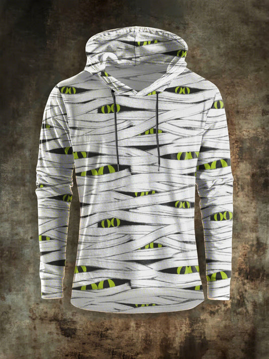 Men's Halloween Mummy Printed Long Sleeve Hoodie