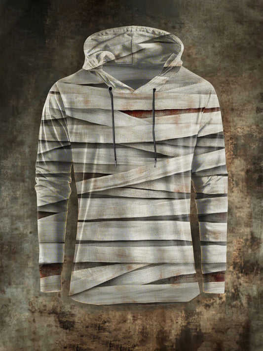 Men's Halloween Mummy Printed Long Sleeve Hoodie