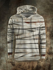 Men's Halloween Mummy Printed Long Sleeve Hoodie