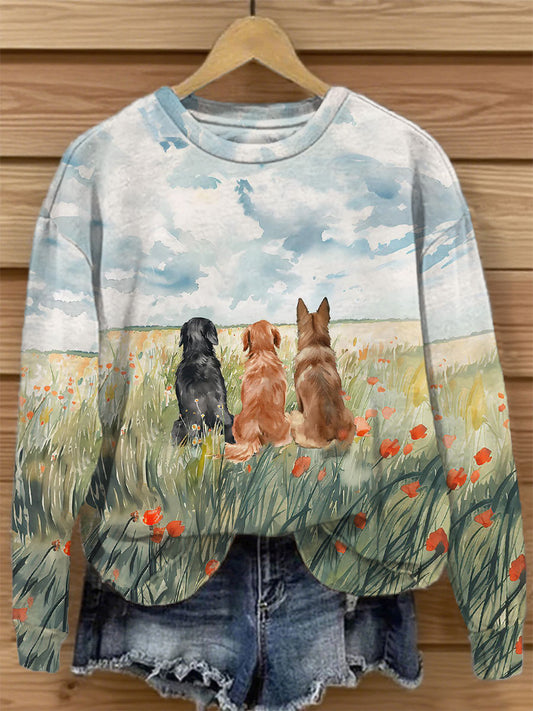 Women's Dog Print Casual Sweatshirt
